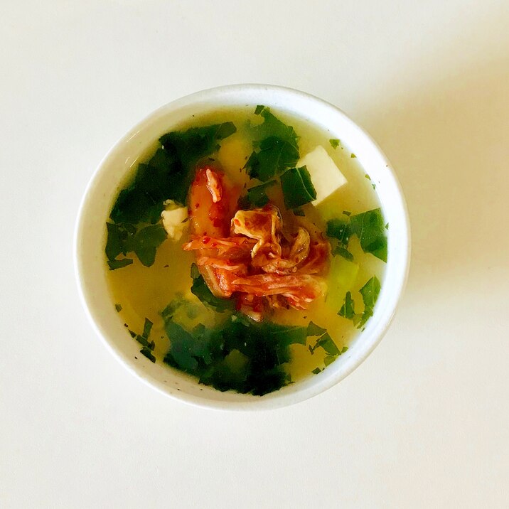 小松菜とキムチの簡単味噌汁